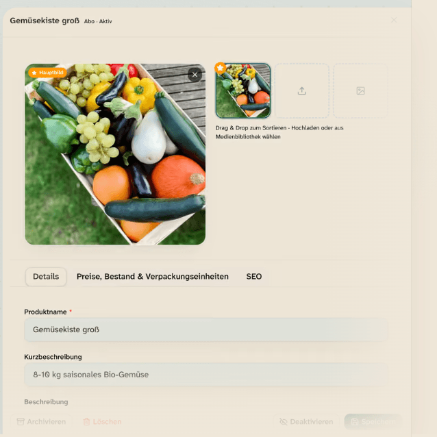 Produktdetail mit Abo-Optionen